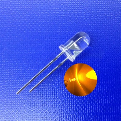 5mm LED Sarı Renk 590nm 10000mcd Şeffaf Yuvarlak Baş Trafik Uyarısı Işığı