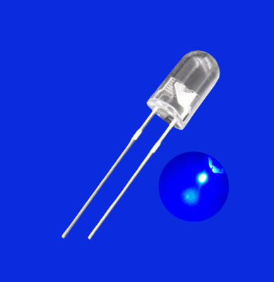 0.5W 5mm LED Işık Yayıcı Diyot 520-530nm Mavi Renk 25000mcd Açık Lens İzleyici Işıklandırma
