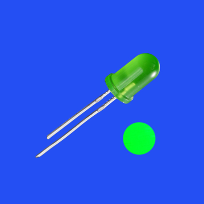 5mm 2Hz 1/8 Görev Döngüsü 12V Renkli Sisli Yeşil Renk 520nm 2000mcd 60 derece Direniş Entegre Yanıp sönen LED