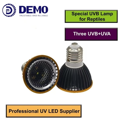 12V 3W UVB + UVA + Beyaz UV LED Işıklar Sürüngenler için Spotlight